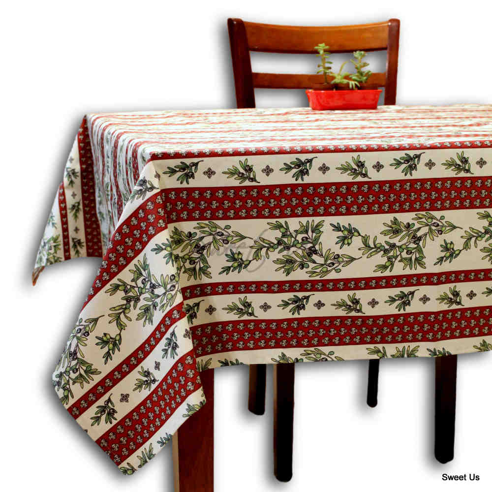 Wipeable Tablecloth Rectangle Spillproof French Acrylic Coated Fleur Oliviers