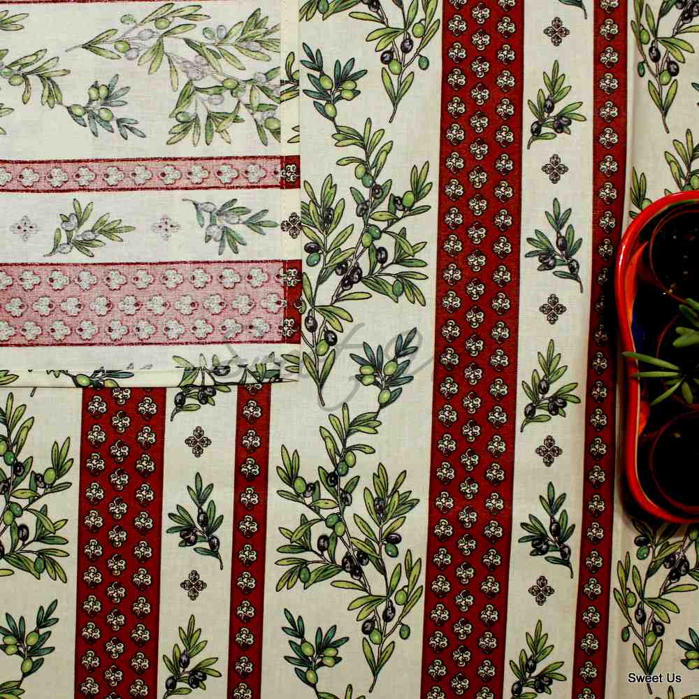 Wipeable Tablecloth Rectangle Spillproof French Acrylic Coated Fleur Oliviers