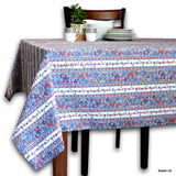 Wipeable Tablecloth Spillproof French Acrylic Coated Indienne Fleur White