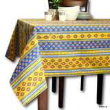Wipeable Tablecloth Rectangle Spill Resistant French Acrylic Coated Floral Yellow