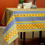 Wipeable Tablecloth Rectangle Spill Resistant French Acrylic Coated Floral Yellow