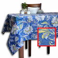 Wipeable Tablecloth Rectangle Spill Resistant French Acrylic Coated Floral Blue - Sweet Us