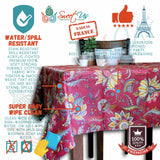 Wipeable Tablecloth Rectangle Spill Resistant French Acrylic Coated Floral Rouge