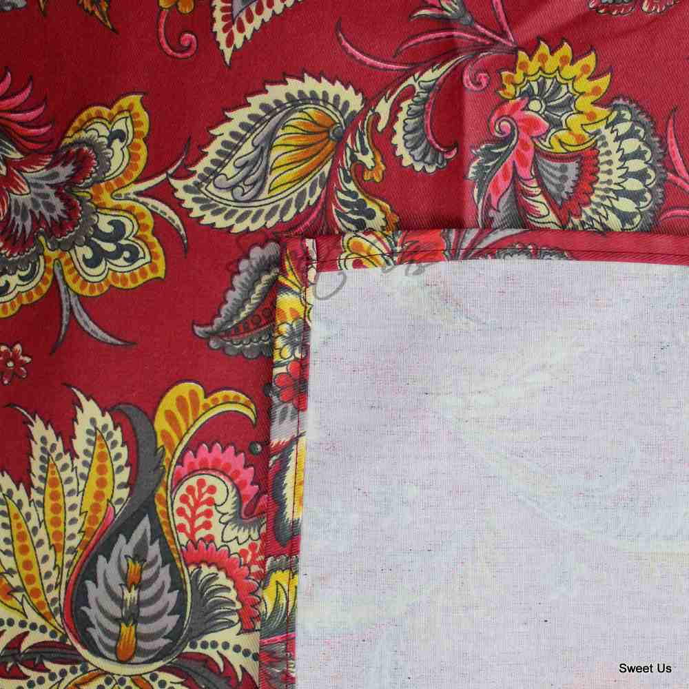 Wipeable Tablecloth Rectangle Spill Resistant French Acrylic Coated Floral Rouge