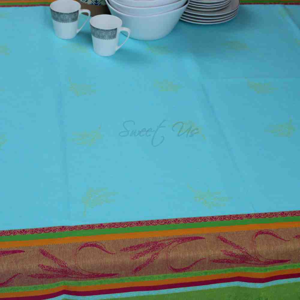 Wipeable Jacquard Tablecloth Rectangle Spill Resistant French Cotton Multicolor