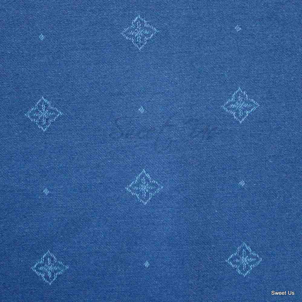 Wipeable Spill Resistant French Floral Cotton Jacquard Tablecloth Sapphire Blue