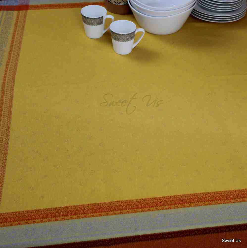 Wipeable Spill Resistant French Paisley Cotton Jacquard Tablecloth Rectangle