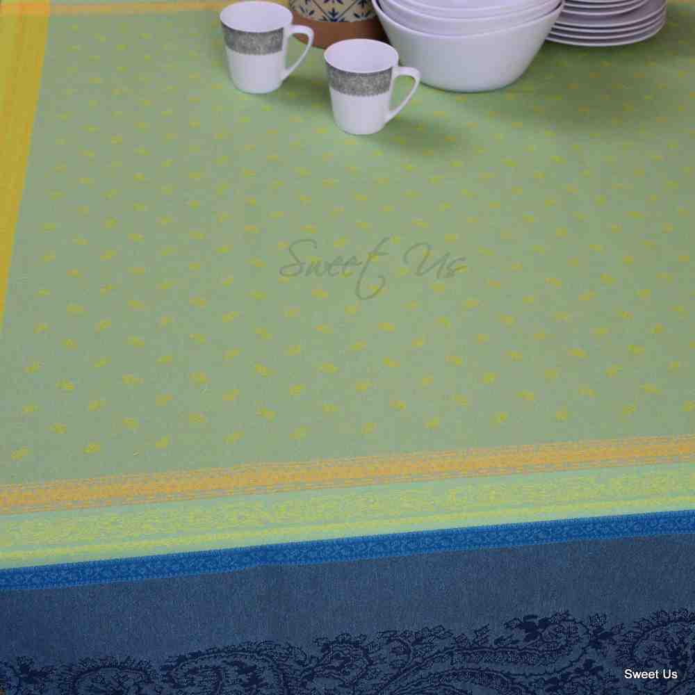 Wipeable Spill Resistant French Paisley Cotton Jacquard Tablecloth Rectangle
