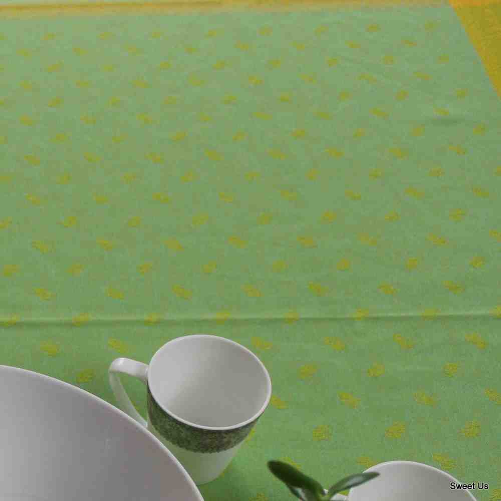 Wipeable Spill Resistant French Paisley Cotton Jacquard Tablecloth Rectangle