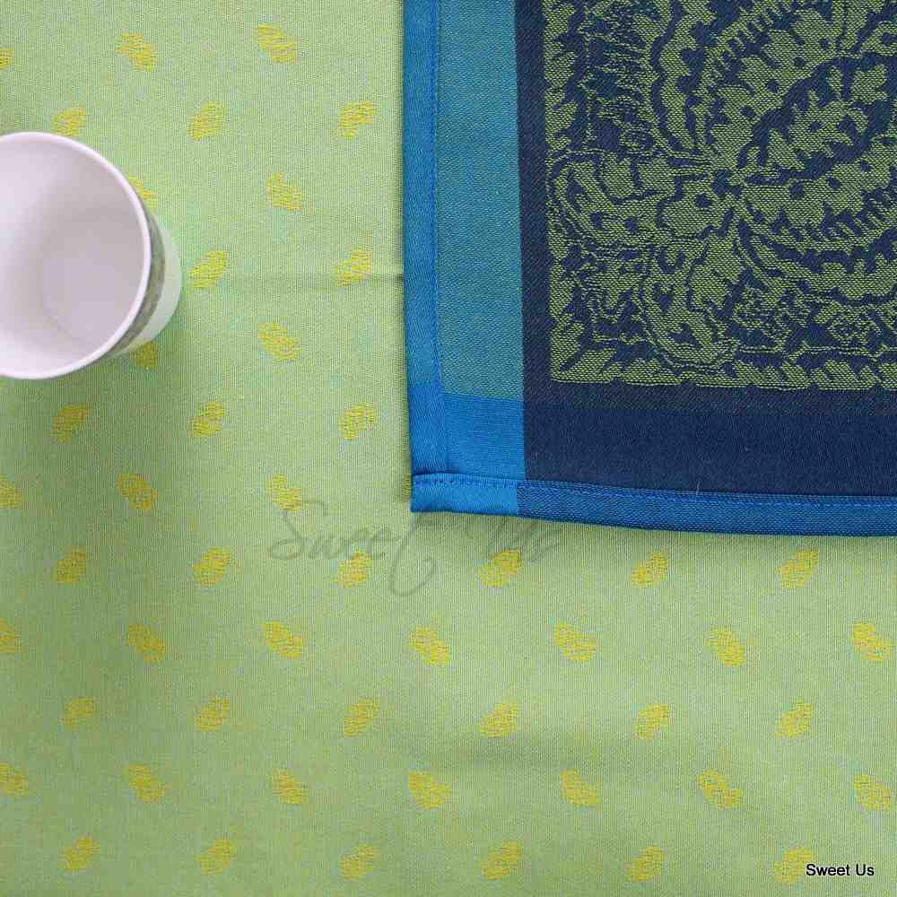 Wipeable Spill Resistant French Paisley Cotton Jacquard Tablecloth Rectangle