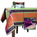 Wipeable Spill Resistant French Floral Cotton Jacquard Tablecloth Rectangle Green - Sweet Us