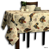 Wipeable Spill Resistant Acrylic Coated Rustic French Country Rooster Tablecloth