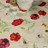 Wipeable Spill Resistant French Acrylic Coated Poppy Tablecloth Rectangle