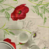 Wipeable Spill Resistant French Acrylic Coated Poppy Tablecloth Rectangle