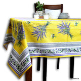 Lavender Bunches and White berries border Designer Cotton Tablecloth 