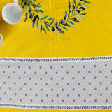 Yellow Tablecloth Cotton with White border and Lavender Design 