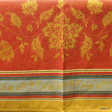 Wipeable Stain Resistant French Floral Cotton Jacquard Tablecloth Yellow Gold