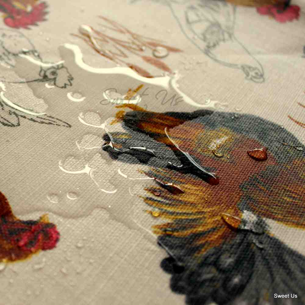 Wipeable Spill Resistant Acrylic Coated Rustic French Country Rooster Tablecloth