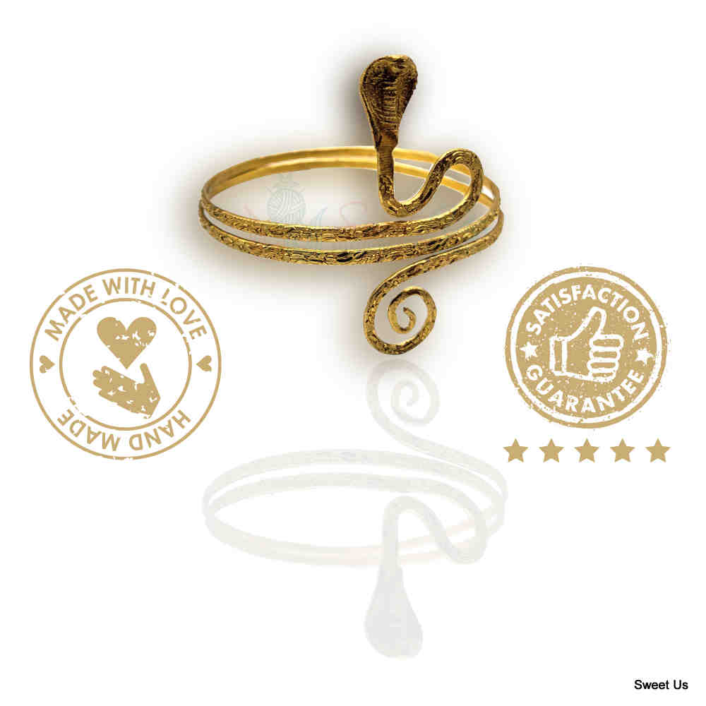 Upper Arm Bracelet for Women, Gold Tone Adjustable Chic Snake Armband Armlet