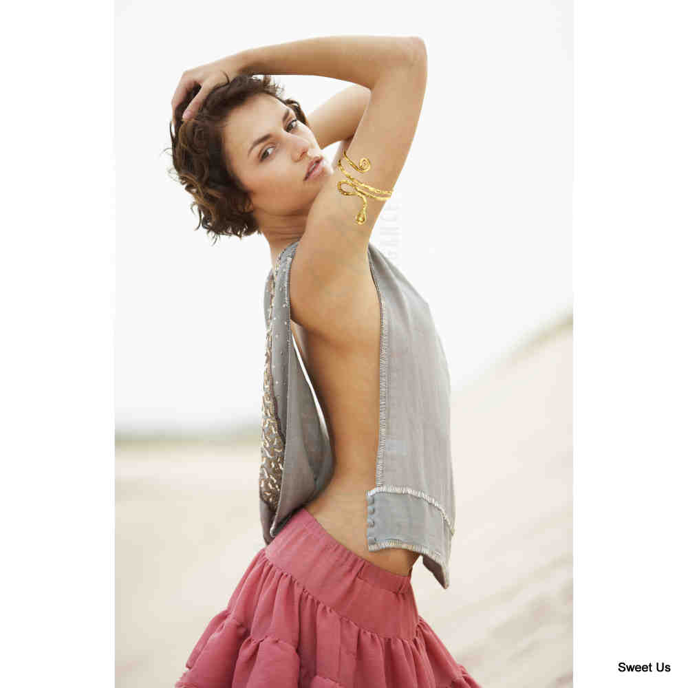 Upper Arm Bracelet for Women, Gold Tone Adjustable Chic Snake Armband Armlet