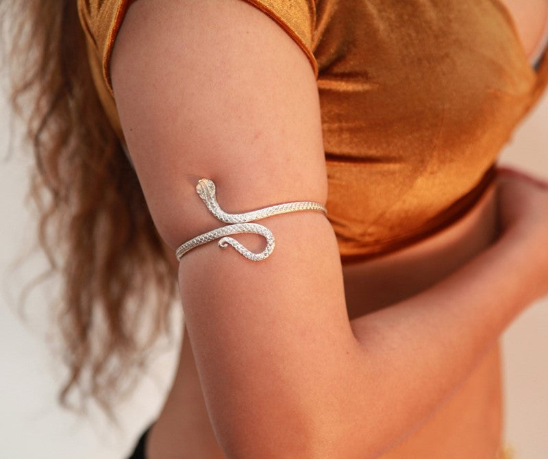 Unique Upper Arm Metal Bracelet Snake Armband Armlet Anklet Bangle Silver Tone - Sweet Us