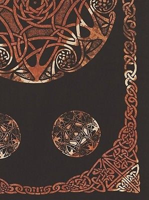 Heavy Celtic Tapestry Wheel Tie Dye Cotton Tablecloth Spread Brown - Twin Full - Sweet Us