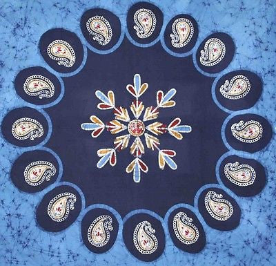 CLEARANCE Paisley Floral Cotton Handmade Multi Batik Tablecloth 72 Inch Round - Sweet Us
