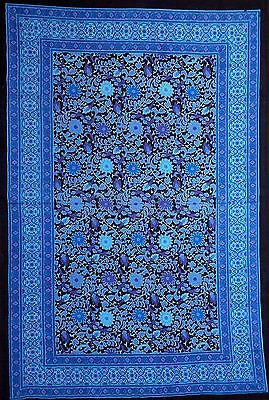 Clearance Sale Handmade 100% Cotton Sunflower Tapestry Bedspread Tablecloth Twin Dreamy Blue - Sweet Us