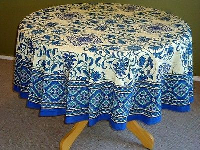 Handmade Victorian Bloom Floral Print 100% Cotton Tablecloth 72" Round Beautiful - Sweet Us