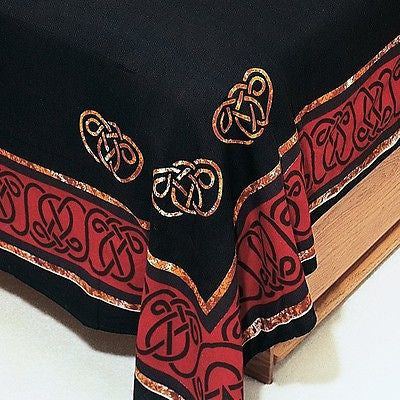 CLEARANCE Handmade 100% Cotton Celtic Circle Wheel Of Life Tapestry Bedspread Full Red Black - Sweet Us