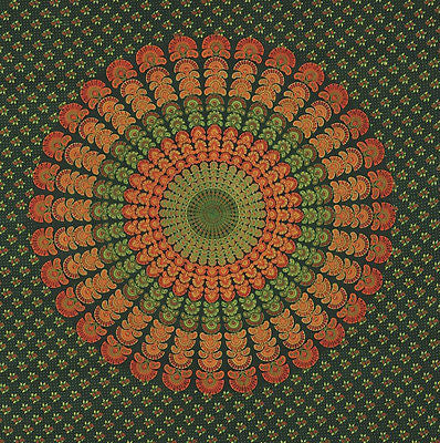 CLEARANCE SALE Sanganer Peacock Tapestry Throw Tablecloth Spread Full 86x102 - Sweet Us