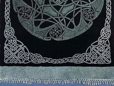 Heavy Celtic Wheel Tie Dye Tapestry Wall Hang Spread Green - Twin & Full - Sweet Us