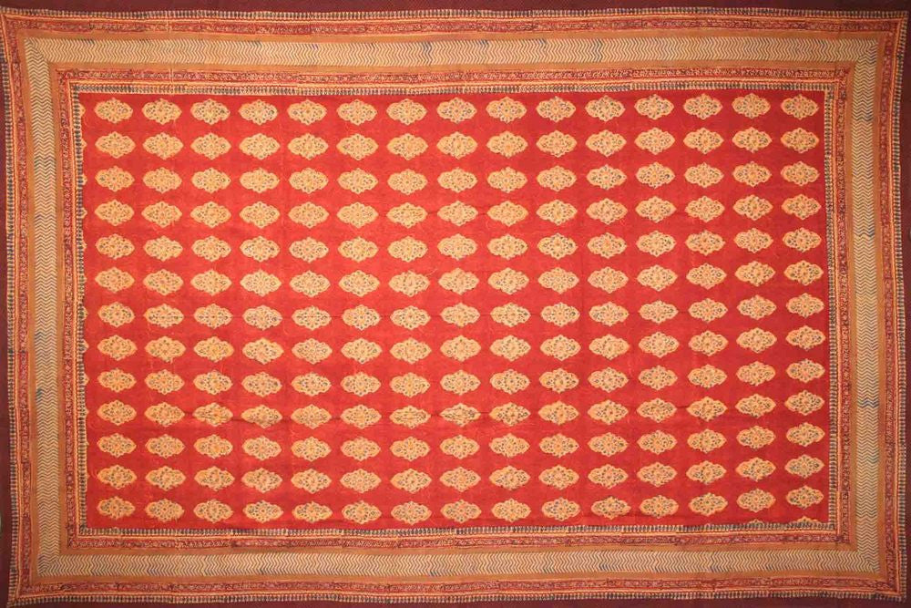 Kensington Block Print Bedspread Cotton Bedding Coverlet Queen Size Bed Sheets - Sweet Us