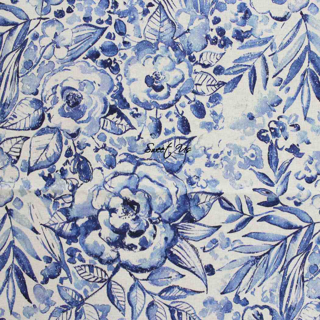 La Marseille French Floral Organic Cotton Tablecloth Rectangle, Provence Sky