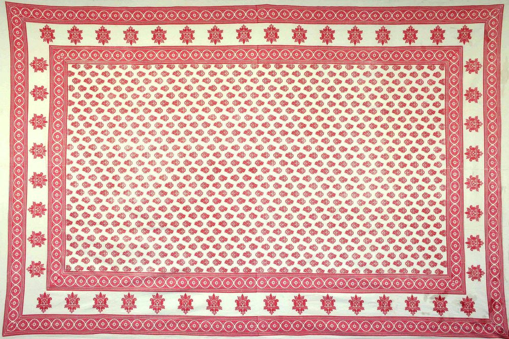 Handmade 100% Cotton Monotone Buti Tapestry Coverlet Bedspread Pink- 88" x 106" - Sweet Us