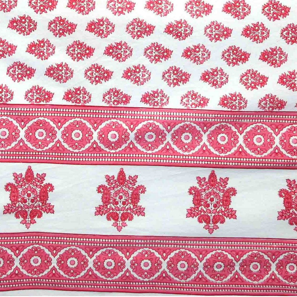 Handmade 100% Cotton Monotone Buti Tapestry Coverlet Bedspread Pink- 88" x 106" - Sweet Us