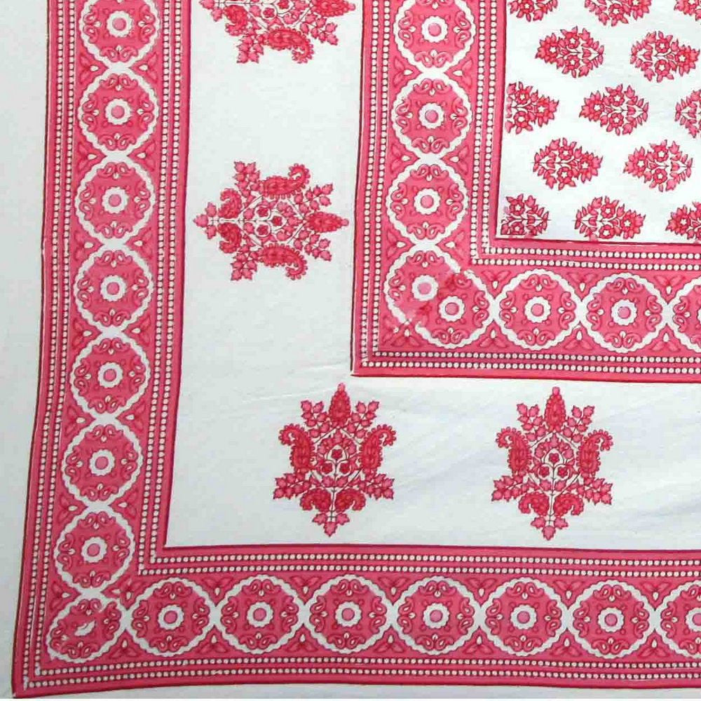 Handmade 100% Cotton Monotone Buti Tapestry Coverlet Bedspread Pink- 88" x 106" - Sweet Us