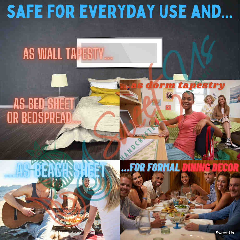 Block Print Floral Paisley Elephant Tablecloth Rectangle 70x102 Beige Blue