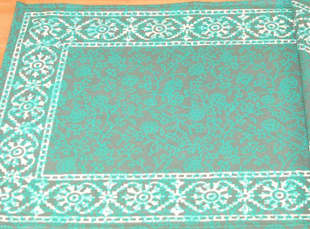 Handmade Cotton Floral Bouquet Filigree Placemat Table Linen Greens Rectangular - Sweet Us