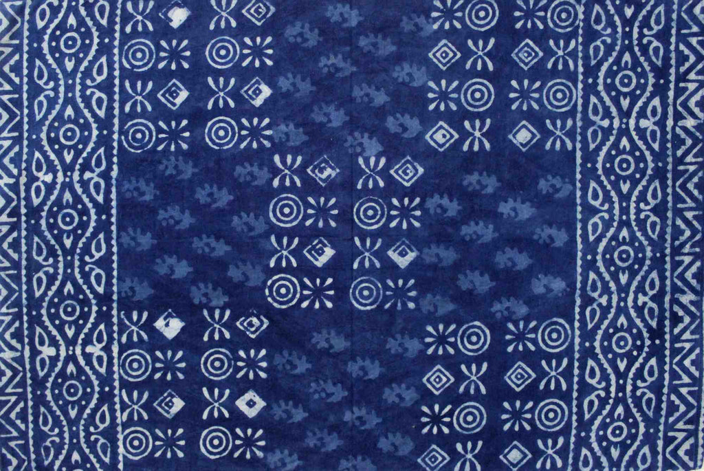 Handmade Cotton Hand Block Print Dabu Geometric Reversible Duvet Cover Queen Full Pillow Sham Black Blue - Sweet Us