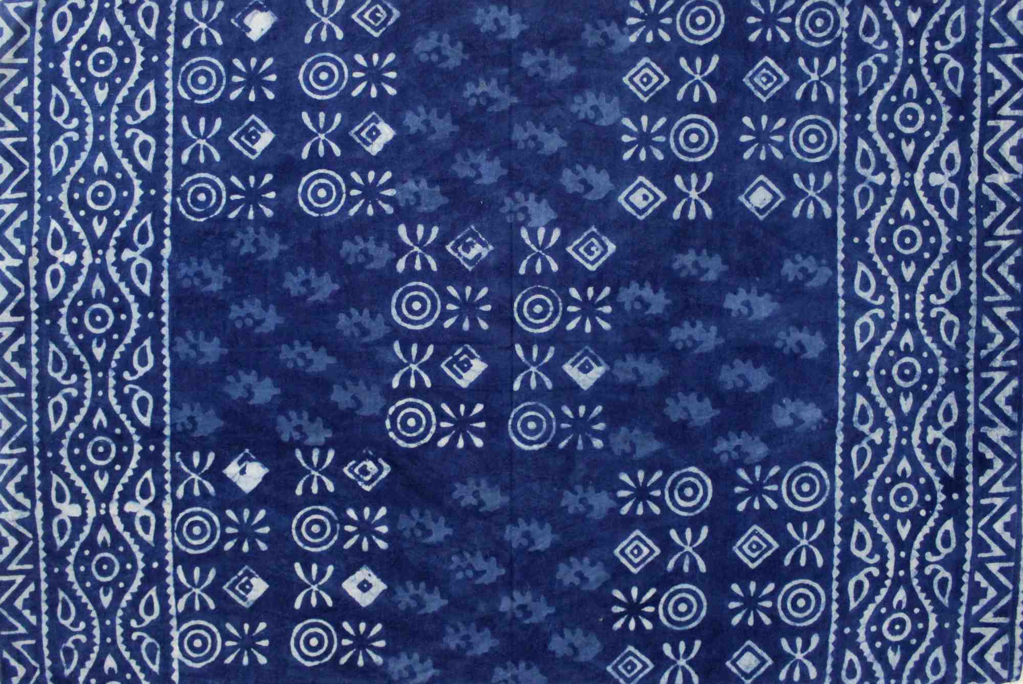 Handmade Cotton Hand Block Print Dabu Geometric Reversible Duvet Cover Queen Full Pillow Sham Black Blue - Sweet Us