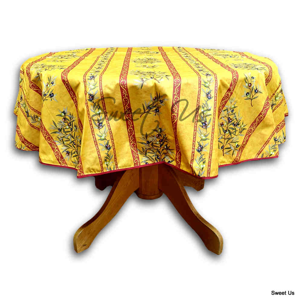 Wipeable Tablecloth Round Spillproof French Acrylic Coated Clos De Oliviers