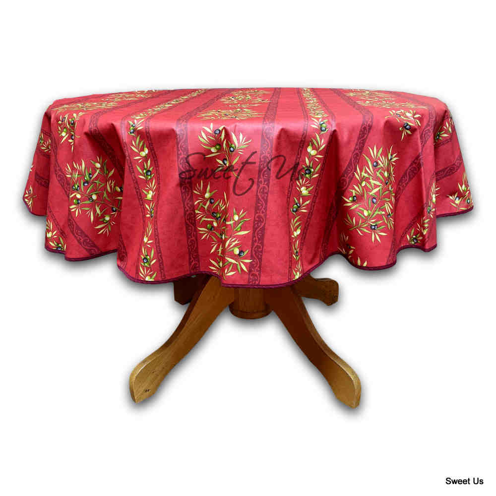 Wipeable Tablecloth Round Spillproof French Acrylic Coated Clos De Oliviers - Sweet Us