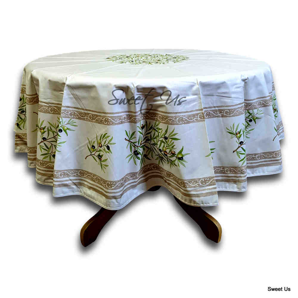 Wipeable Tablecloth Round Spillproof French Acrylic Coated Clos De Oliviers