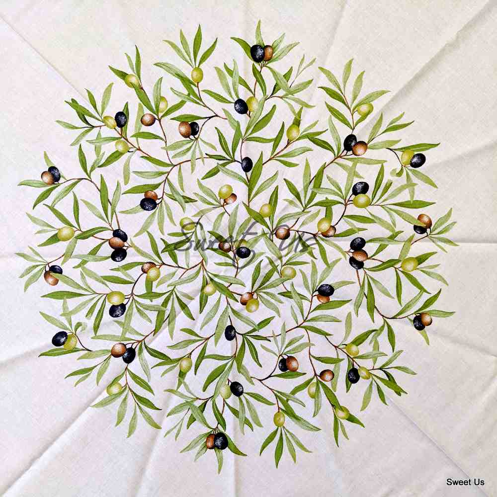 Wipeable Tablecloth Round Spillproof French Acrylic Coated Clos De Oliviers