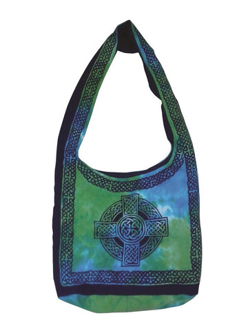 Handmade Cotton Celtic Cross Hobo Bag for Shopping Work Tote Flat Bottom 15x12 - Sweet Us