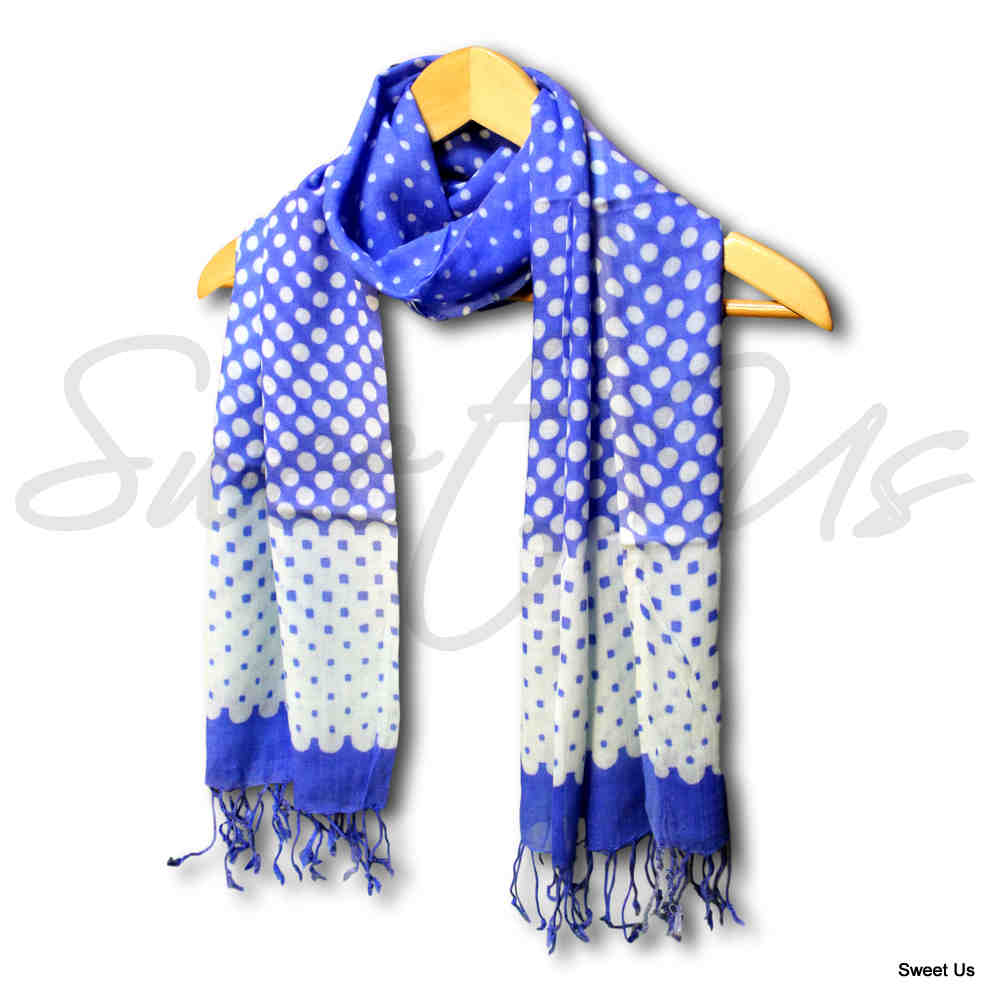 Large Scarf for Women Lightweight Soft Sheer Polka Dot Rayon Scarf Blue, Purple - Sweet Us