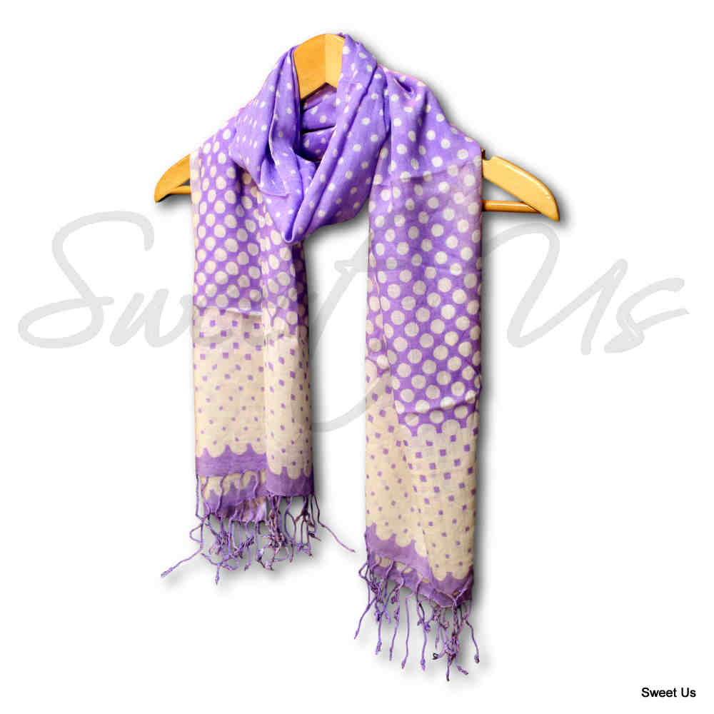 Large Scarf for Women Lightweight Soft Sheer Polka Dot Rayon Scarf Blue, Purple - Sweet Us