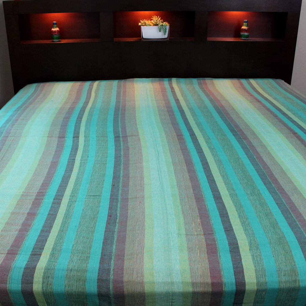 Striped Cotton Tablecloth Rectangle Thin Spread Tapestry Full Red Blue Green - Sweet Us