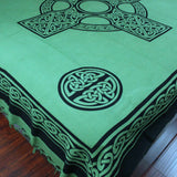 Handmade 100% Cotton Heavy Celtic Wheel Tie Dye Tapestry Spread 88x104 Green - Sweet Us